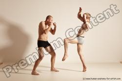 Underwear Martial art Man - Man White Moving poses Athletic Short Blond Dynamic poses Academic